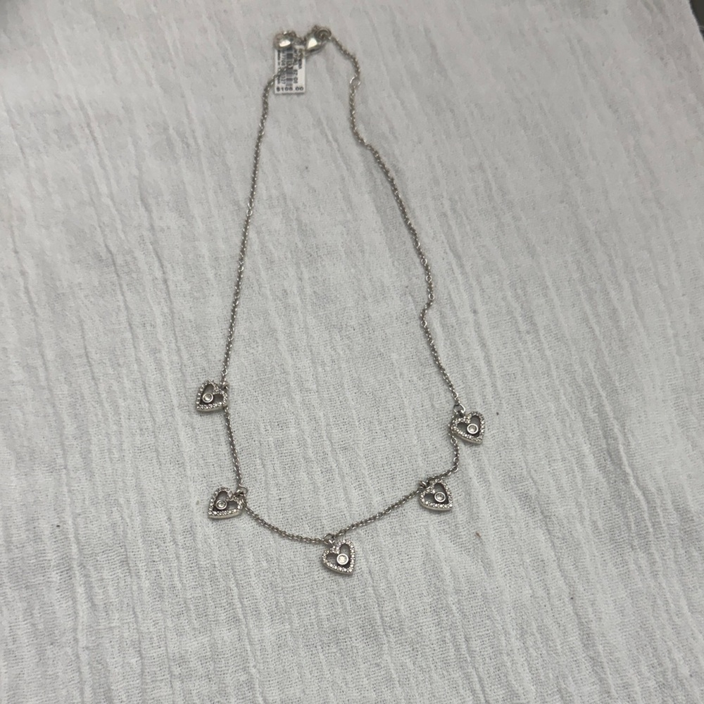 Brighton Silver Heart Charm Necklace with crystals.